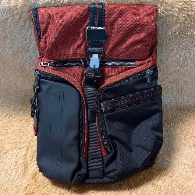 TUMI Alpha Bravo Red Nylon L-Zip Backpack, outlet item, 16.5x13.8x6.3in.