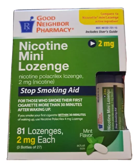 Pastillas de nicotina Good Neighbor Pharmacy 2 mg 81 pastillas como nuevas exp. 6/2025