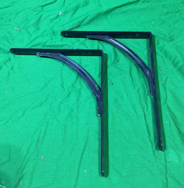2 Vintage METAL SHELF BRACKETS Hardware wall angle architectural 10”x 8” MCM