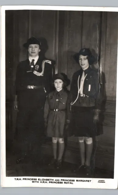 PRINCESS ELIZABETH & MARGARET W PRINCESS ROYAL real photo postcard rppc royalty