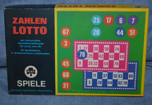 Lotto, Zahlen Lotto, Zahlenlotto, altes, seltenes Gesellschaftsspiel Klee Spiele