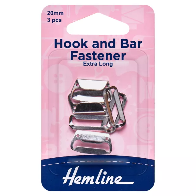 Hemline Nickel Hook & Bar Fastener 20mm 3 Pack
