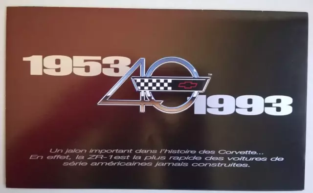 Chevrolet Corvette 40è anniversaire (1993): Brochure FRANKLIN MINT (en français)