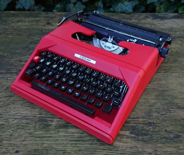 Antiguo Escribir Reiseschreibmaschine Typewriter HBO 233 Rojo Heidelberg