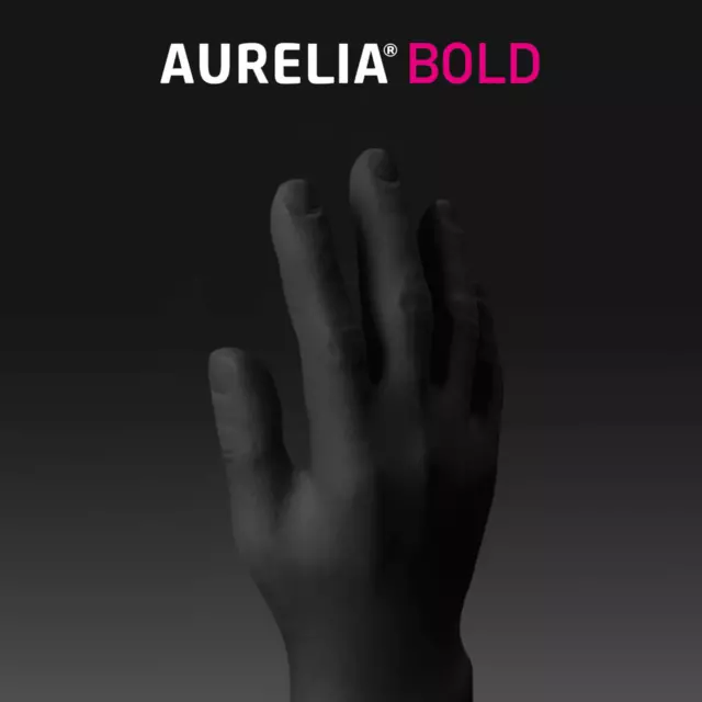 Aurelia Bold Powder Free Strong Black Disposable  Nitrile Gloves S M. L, XL XXL 2