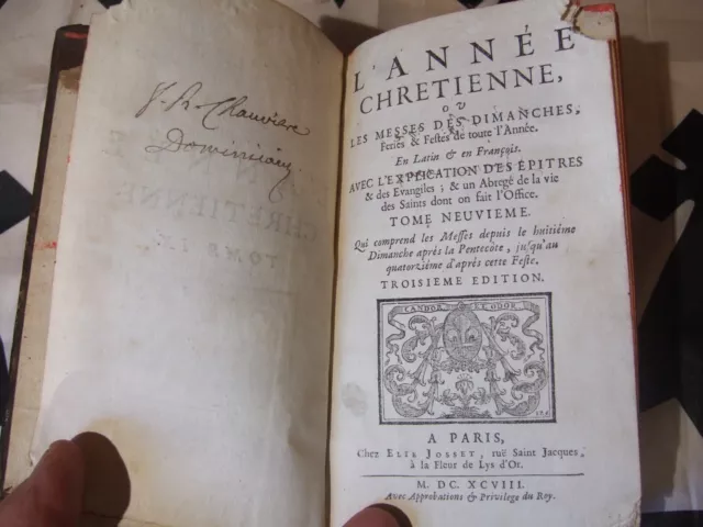 Lot livres ancien, 1693, 1 Volume, TBE