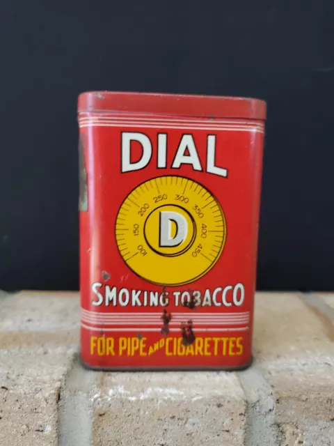 Vintage advertising Dial pipe and cigarettes version pocket tobacco tin-Empty