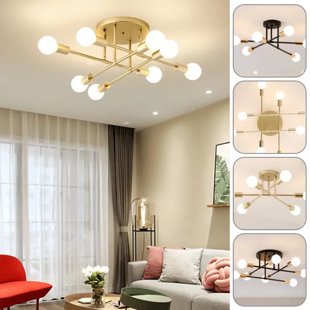 Modern Chandelier Lamp LED Gold Frame Ceiling Light Living Room Pendant Lights