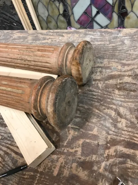 An Pair Antique fluted Oak Columns 50 x 3 x 5 2