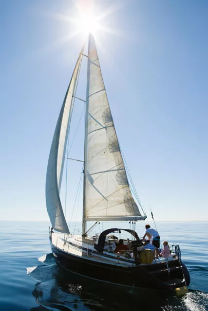 A Family Going Sailing on Sailboat Yacht Photo Art Print Poster 18x12