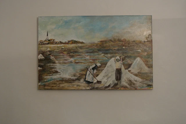 TABLEAU PEINTURE HUILE Ile De Ré  Ars en Ré marais salants mer