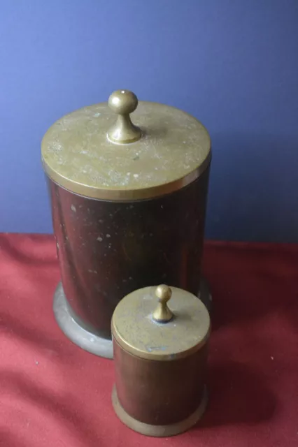 Pair of Fritz Solid Brass Canisters ca 1950's