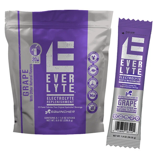 Sqwincher EverLyte™ Sticks Single Serve, 1 oz Packs, 20 oz Yield, Grape, 8/Bag