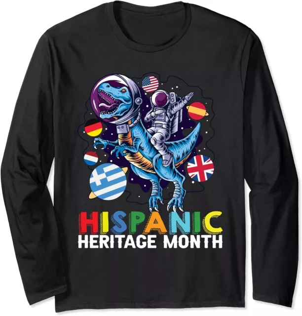 HISPANIC HERITAGE MONTH T rex Countries Flags Long Sleeve T-Shirt $22. ...