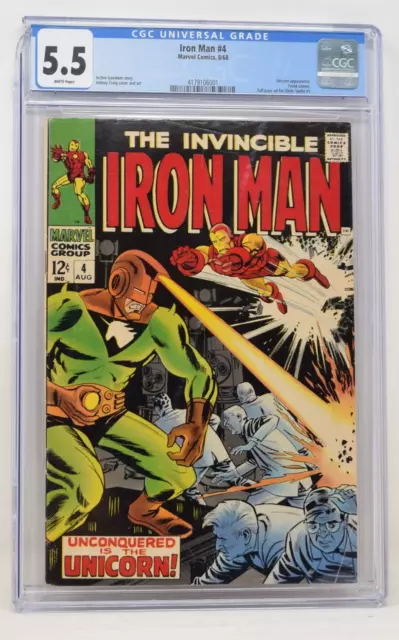 Invincible Iron Man 4 Marvel 1968 CGC 5.5 Johnny Craig Unicorm