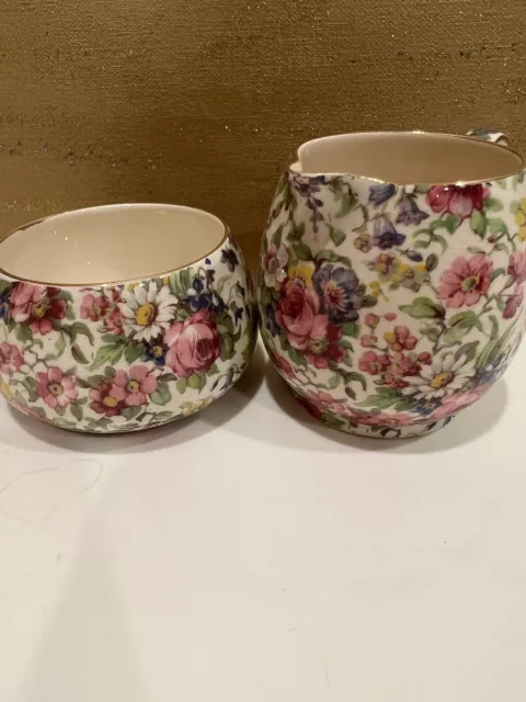 Royal winton grimwades summertime countess open sugar bowl and creamer set