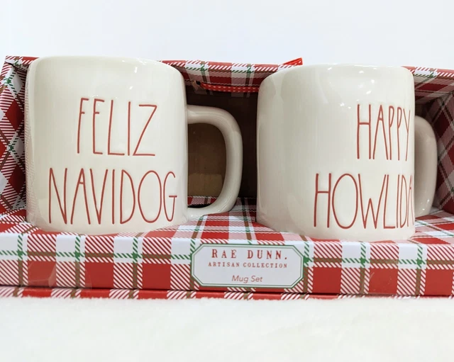 Rae Dunn Christmas Mugs - Feliz Navidog & Happy Howlidays Mug Set