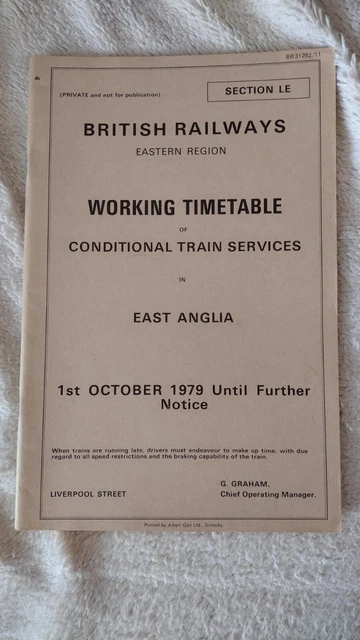 BRITISH RAIL ER Conditional Freight services WTT: Section LE Winter ...