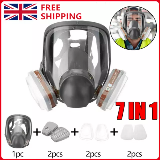 7 In 1 Full Face Respirator Gas Vapor Mask For 6800 Painting Spraying Protection