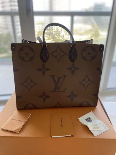 Louis Vuitton, Bags, Louis Vuitton On The Go Mm Monogram Implant Crme  Saffron Tote Bag