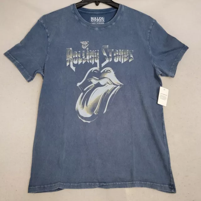 Lucky Brand Rolling Stones Shirt Adult Large L Blue Casual Concert Music Men Nwt