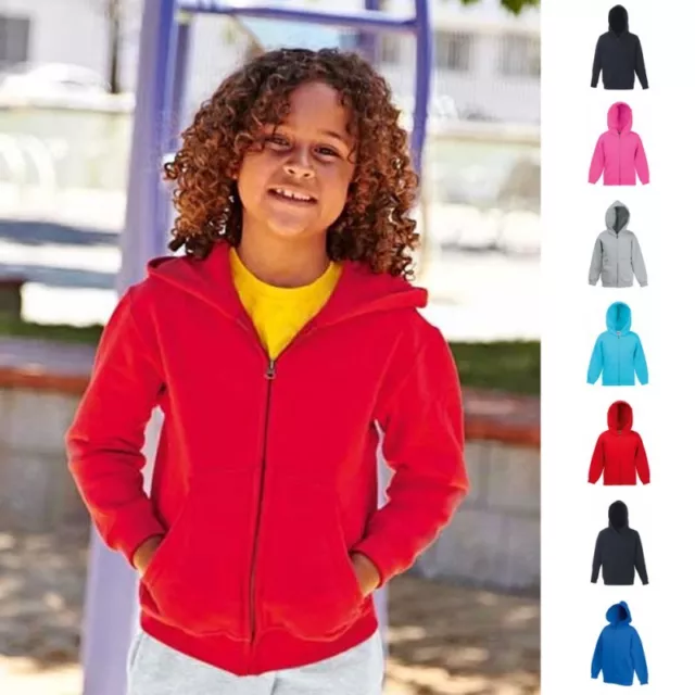 Kinder Sweatjacke Sweatshirt Kids Fruit of the loom Sweat Kapuzenjacke 80/20