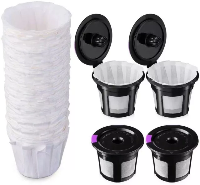 4 Paquete+100 Piezas Filtros Papel Keurig 1.0 2.0 Reutilizable K Taza Café Pods