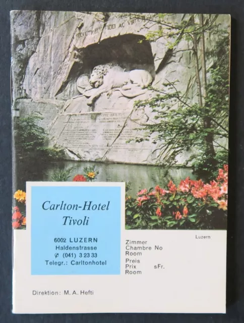 Brochure touristique CARLTON TIVOLI HOTEL LUCERNE LUZERN SUISSE tourism