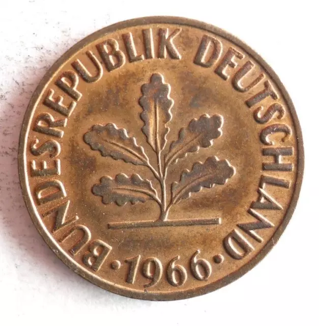 1966 F GERMANY 2 PFENNIG- Excellent Coin - FREE SHIP - Bin #329