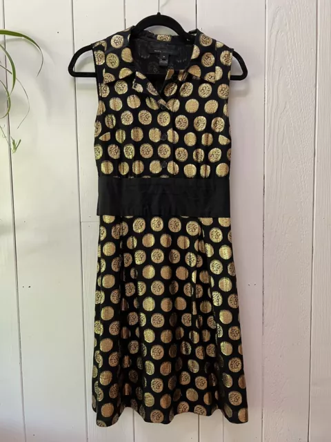 Marc Jacobs Metallic Gold Black Dress Size 6