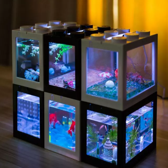 USB Mini Fish Tank Small Aquarium LED Betta Aquarium Desktop Office Decor