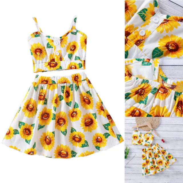 Toddler Kids Baby Girls Sleeveless Tops Skirts Halter Outfits Summer Clothes Set