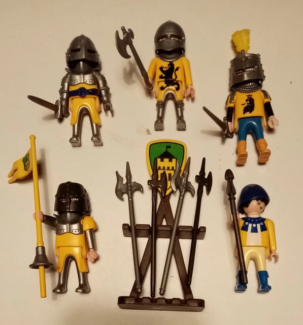 Lot de 5 Personnages PLAYMOBIL  chevaliers moyen-age armes accessoires