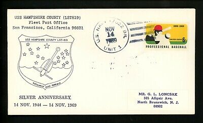 US Naval Ship Cover USS Hampshire County LST819 Vietnam War 1969 Navy Postmark