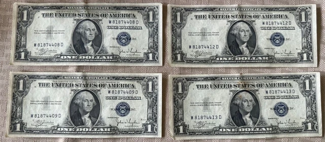 1935C $1 Silver Certificate Sequenced Notes- Lot 41