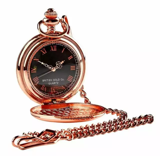 IRISH HARP Pocket Watch Rose Gold Engraved Celtic Gifts Ireland Personalised 3