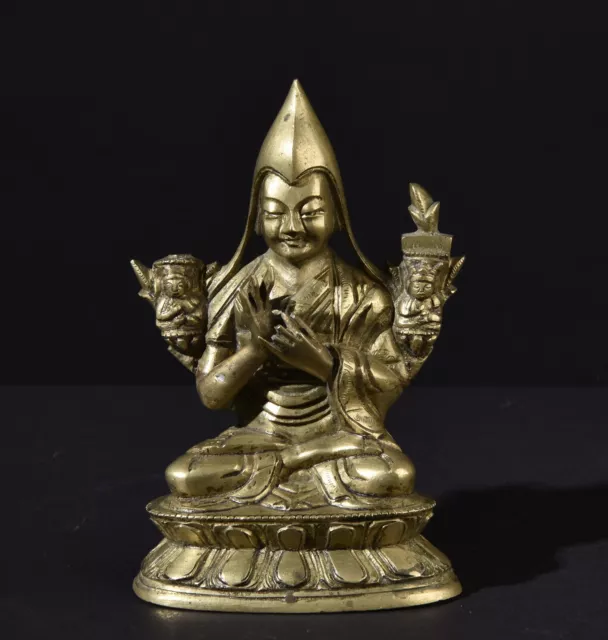 Lama Je Tsongkhapa. . Tibet. Antike Messing Statue (Tibetan Buddha figure)