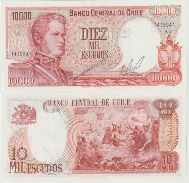 Chile 10,000 Escudos Banknote 1999 Choice Uncirculated Condition Pic#148"Higgins