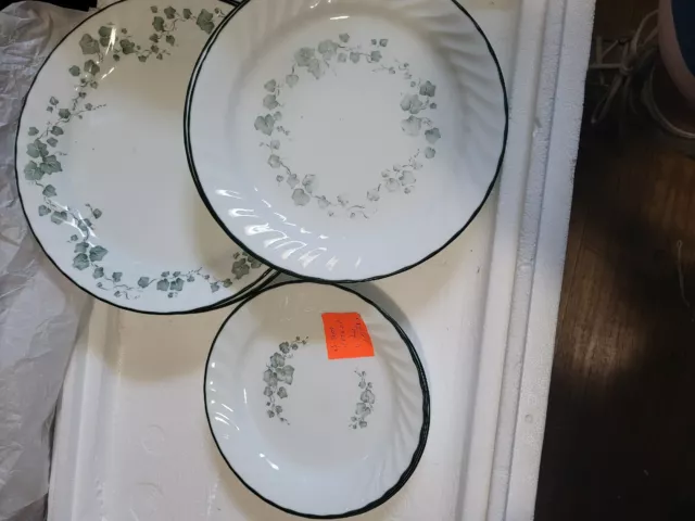 Corelle Corning Callaway Green Ivy 12 plates  _10 in _9 in. _7in nice set