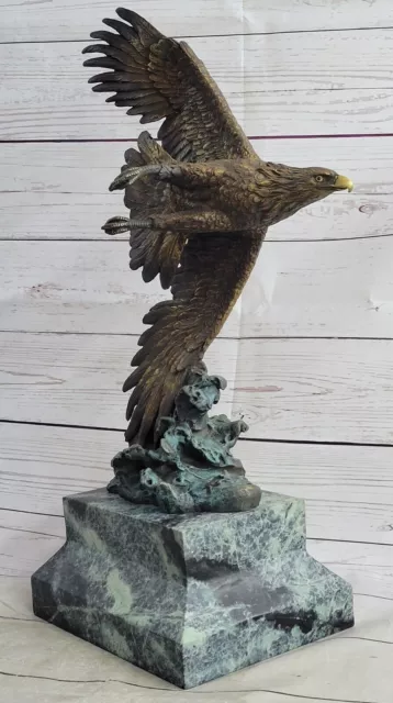 Bronze Sculpture Figurine Signée Original Art Déco Par Milo Grand Aigle Statue D