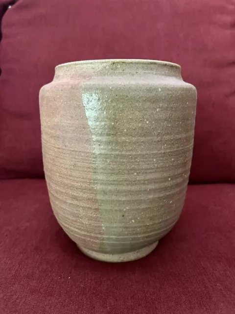 Vtg Mid Century Modern Ceramic Studio Art Pottery Jar Vase Vessel 8.5”Signed