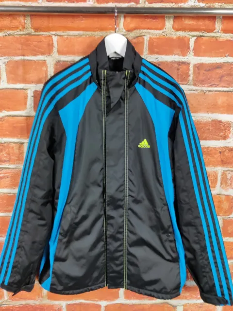 Boys Adidas Black Blue Lightweight Coat Jacket Age 13-14 Years No Hood 164Cm