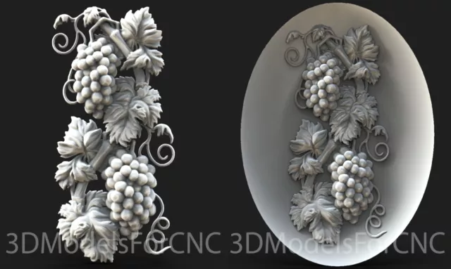 3D Model STL File for CNC Router Laser & 3D Printer Grapes 3 Pack