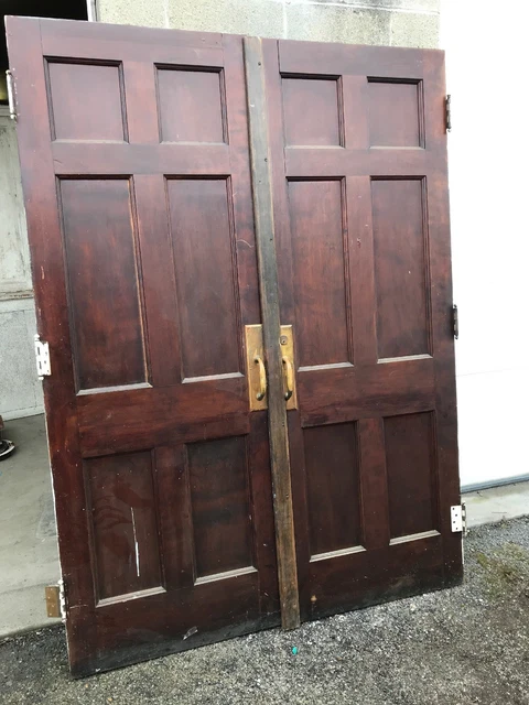 MAR 282 pair antique Birch Double door passage 58 3/8 x 80.25 x 1.75