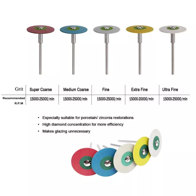 Dental Lab Rubber Diamond Polisher Wheel Disc For Porcelain Zirconia Porcelain
