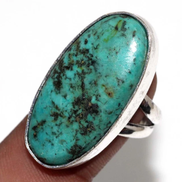 African Turquoise 925 Silver Plated Stylish Ring US 9 Gifts Jewelry GW