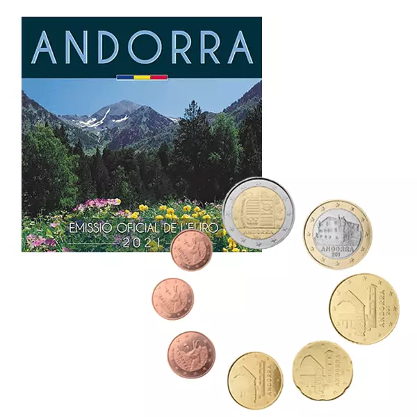 Andorra 2021 Serie Euro 8 Monete Officiale  Fdc-Bu-Unc