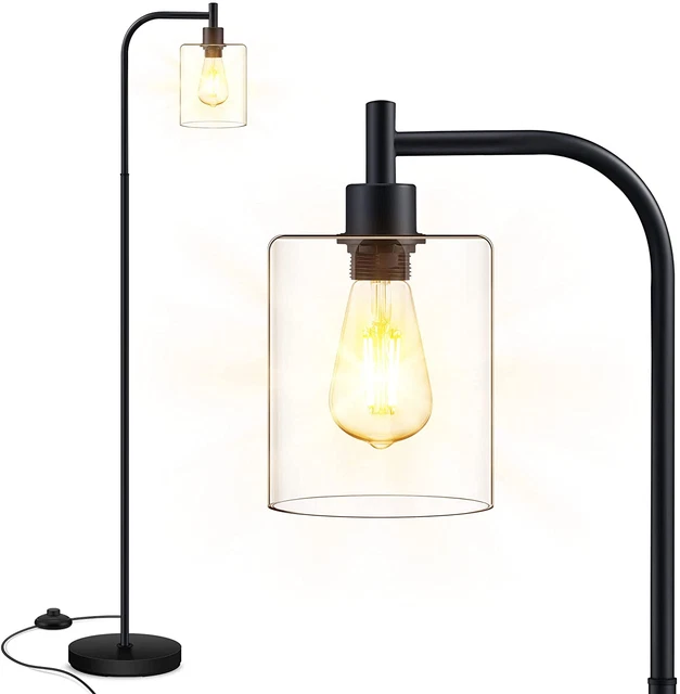 Floor Lamp, Standing Lamp with Glass Lampshade, 6W LED Bulb Included, Modern Flo