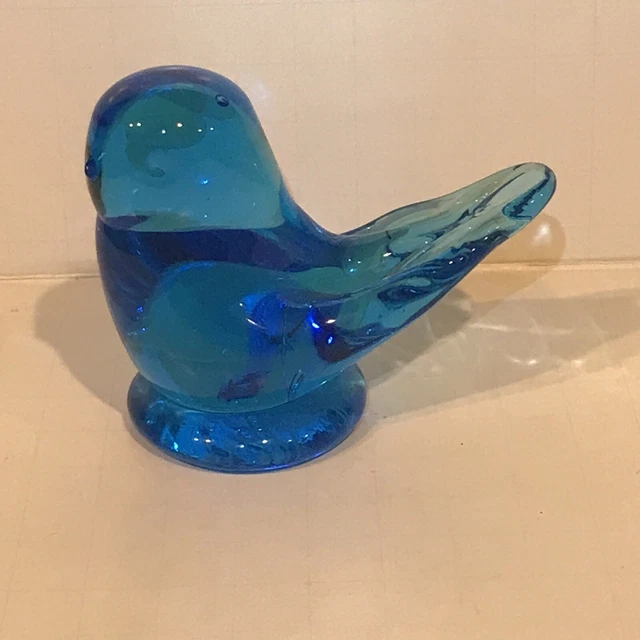 Blue Bird of Happiness Hand Blown Vintage 1993 Signed