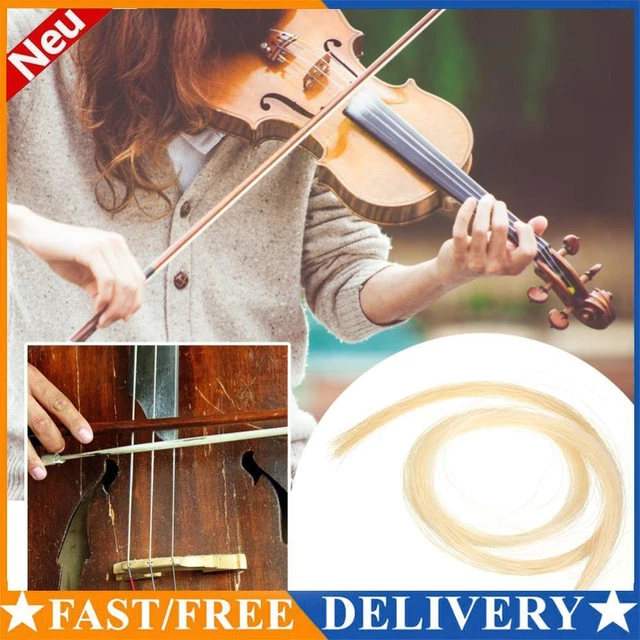 2 Hank Universal Yellow+White Stallion Horse Hair for Violin Bow Instrument Part